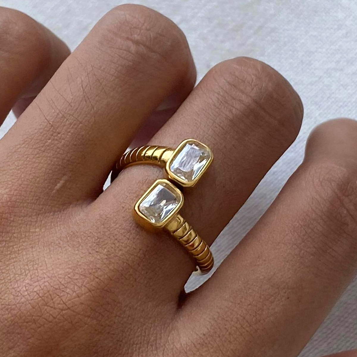 304 Stainless Steel Geometric PVD Coated 18K Real Gold Plated Simple Style Classic Style Open Rings