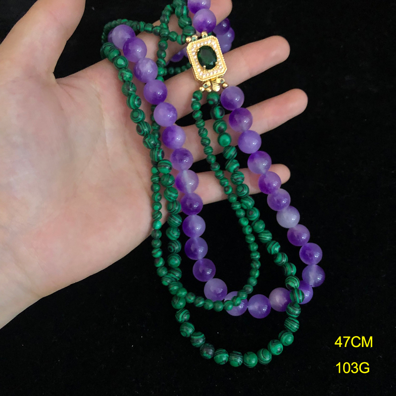 Elegant Simple Classic Multi-Layer Design Turquoise Purple Stone Bead Necklace Fashion Jewelry Matching Sweater Chain For Women