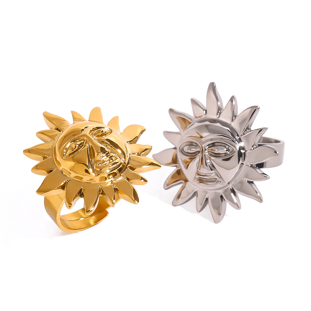 304 Stainless Steel Geometric PVD Coated 18K Real Gold Plated Simple Style Classic Style Open Rings
