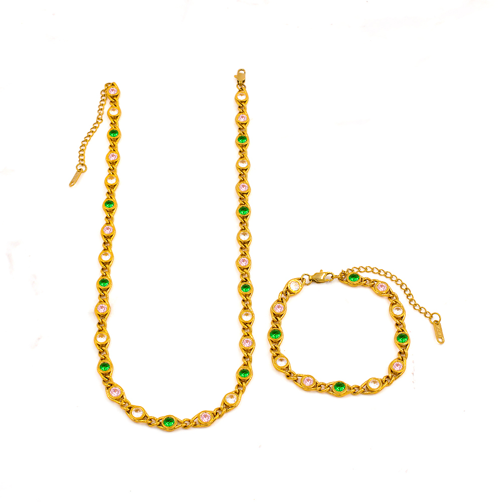 PVD Coated 18K Gold Real Gold Plated Round Copper Simple Style Shiny Waterproof Non Tarnish Bracelets Necklace