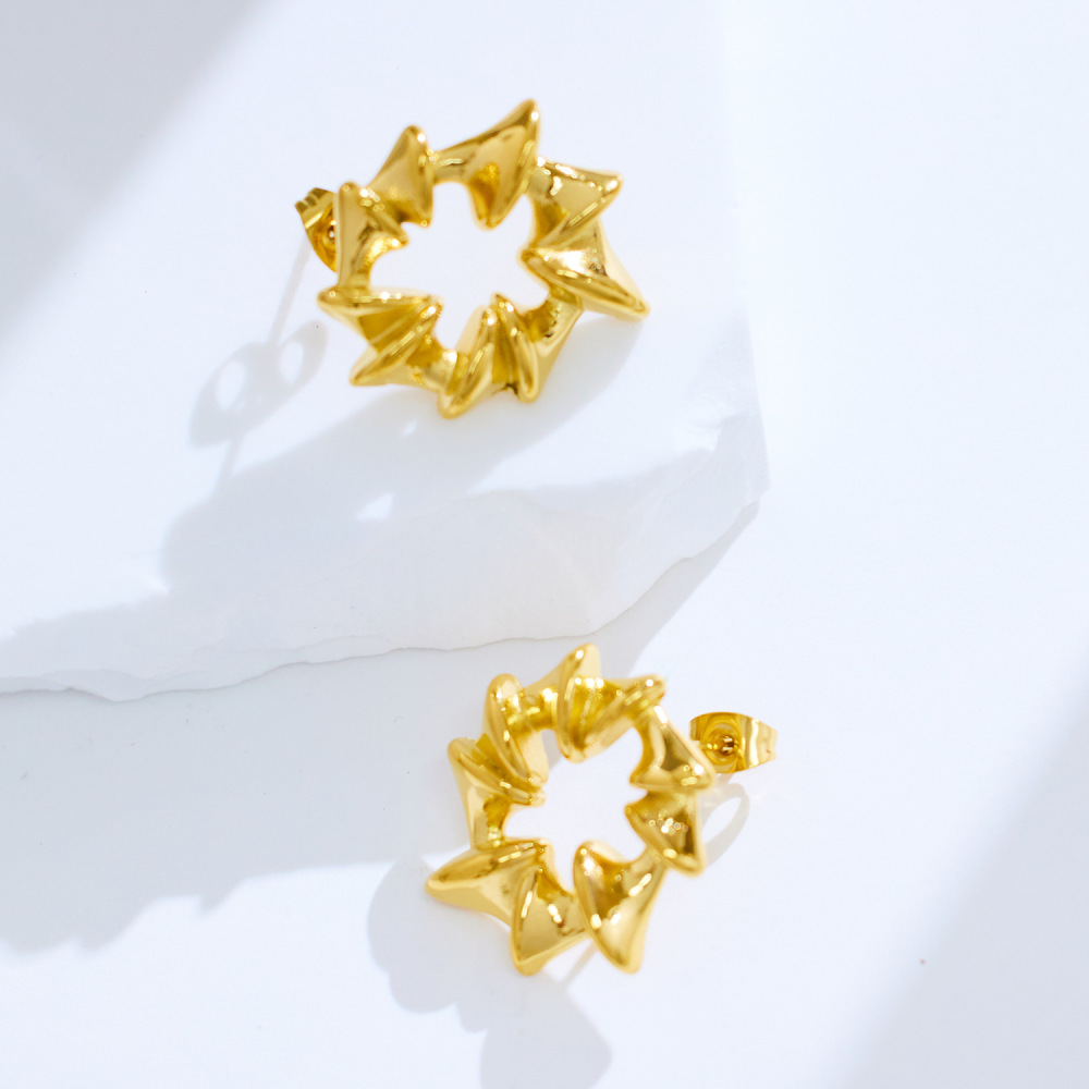 Titanium Steel Spiral Geometric Earrings Jewelry Accessories For Women Rose Gold Plated