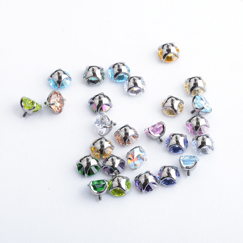 New Geometric Pattern Round Bottom Claw Shape 5A Zirconium Titanium Alloy Lip Stud Earrings Nose Stud Strip Jewelry Accessories External Thread Head