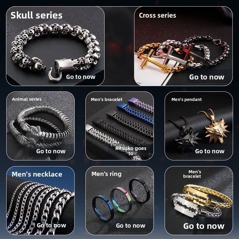 Polished Titanium Steel Bracelet Cuban Chain Necklace Men's High Quality Vacuum Electroplating Jewelry Accessories