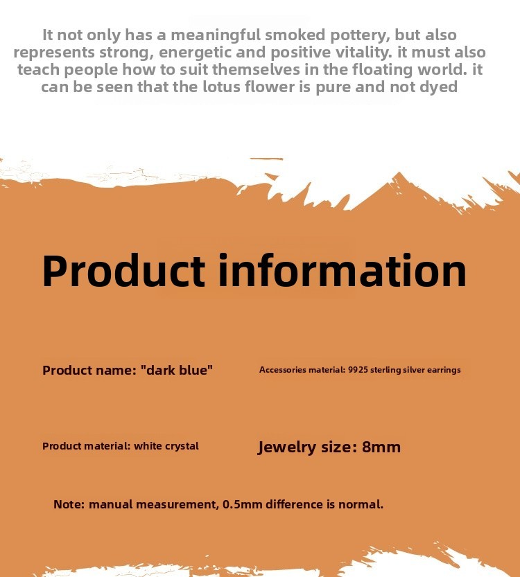 S925 Silver Blue Waterdrop Crystal Earrings Women's Hanfu Accessories Traditional Chinese Style Sweet Geometric Pattern Jewelry