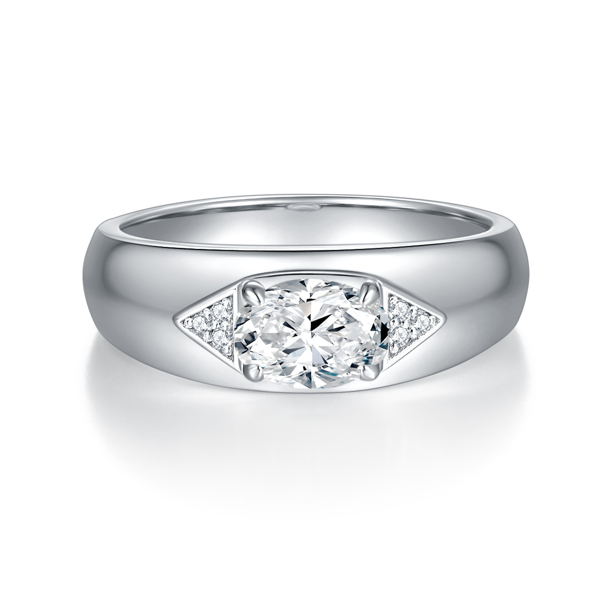 925 Sterling Silver Moissanite Geometric Rings GRA Certificate