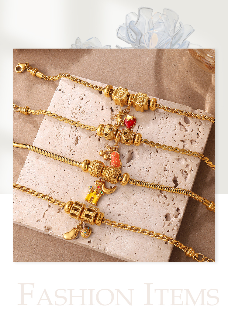 Amazon Cross-Border Fashion INS Style DIY Various Pendant Bracelet Non-Fading 18K Gold Plated Light Luxury Bracelet Jewelry