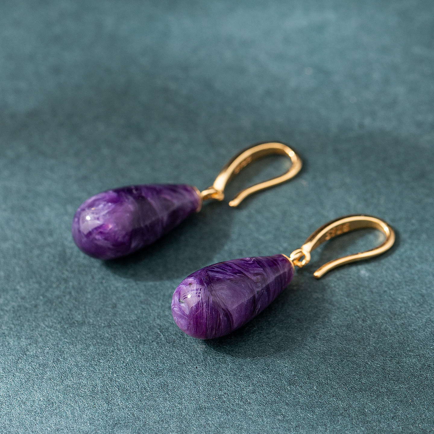 Natural Russian Purple Dragon Crystal Waterdrop Earrings 925 Silver Hook Simple Fashion Women's Style Jewelry Accessories