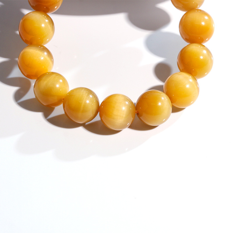 Natural Gold Tiger Eye Stone Bracelet High Quality Cat's Eye Lightning Pattern Round Beads Sea East Gemstone Wooden Chalcedony