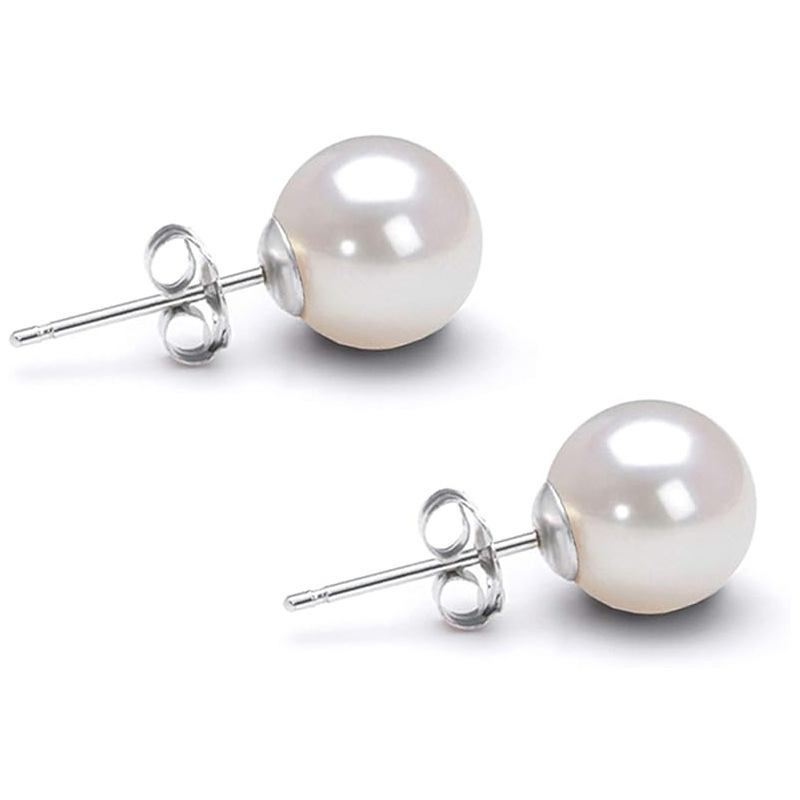 Fashion Titanium Alloy Pearl Earrings With Butterfly Clasp Women's Body Piercing Jewelry Geometric Pattern Earrings Elegant Simple Style
