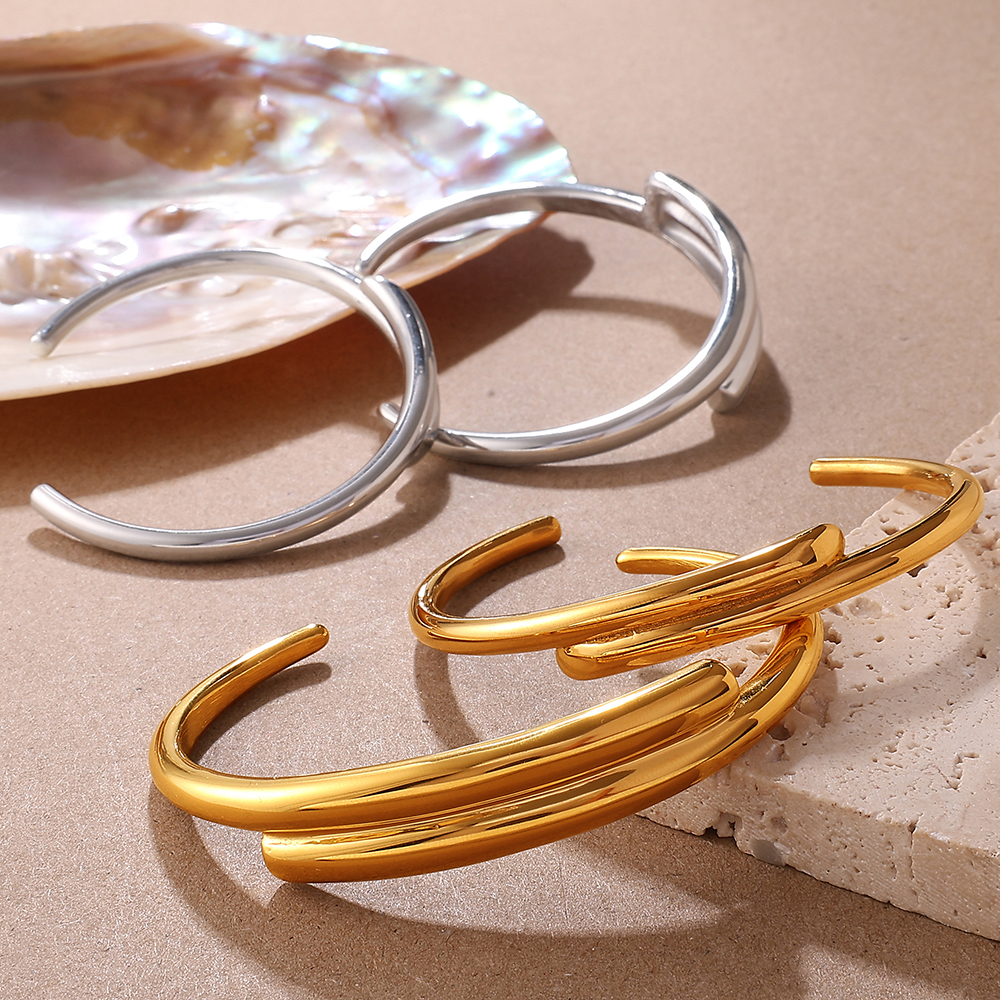 Fashionable Spliced Open Hand Bracelet Stainless Steel Plated 18K Gold Versatile High-End Design Small Niche Design Jewelry
