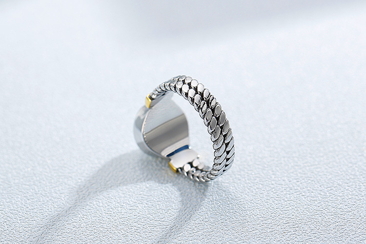 Kalen New Accessories  Sources Europe And America Creative Retro Textured Men And Women Available Titanium Steel Pearl Ring