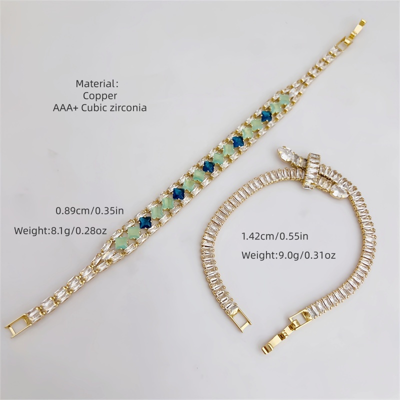 Classic Elegant Style Colorful Zircon Bracelet Fashion High-end Copper Plated 18K Gold Versatile Daily Wear Flower Vacuum Plating (Furnace)