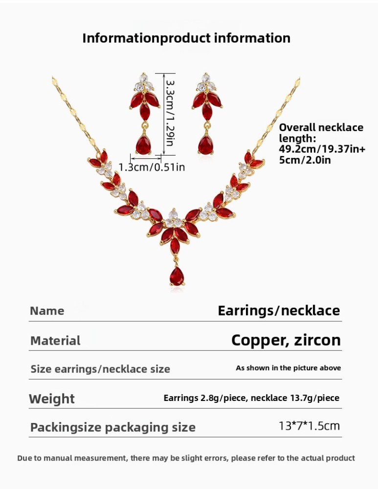 Water Droplets Copper Classic Style Earrings Necklace