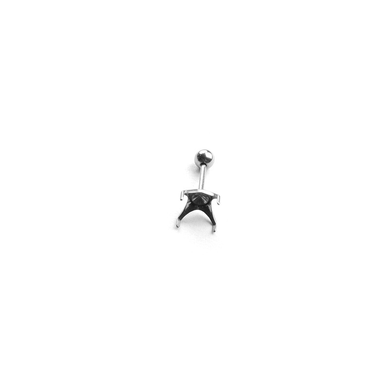 F136 Titanium Alloy Four-Claw Round Bead Empty Base DIY Earring Accessories European And American Piercing Jewelry Ear Bone Stud