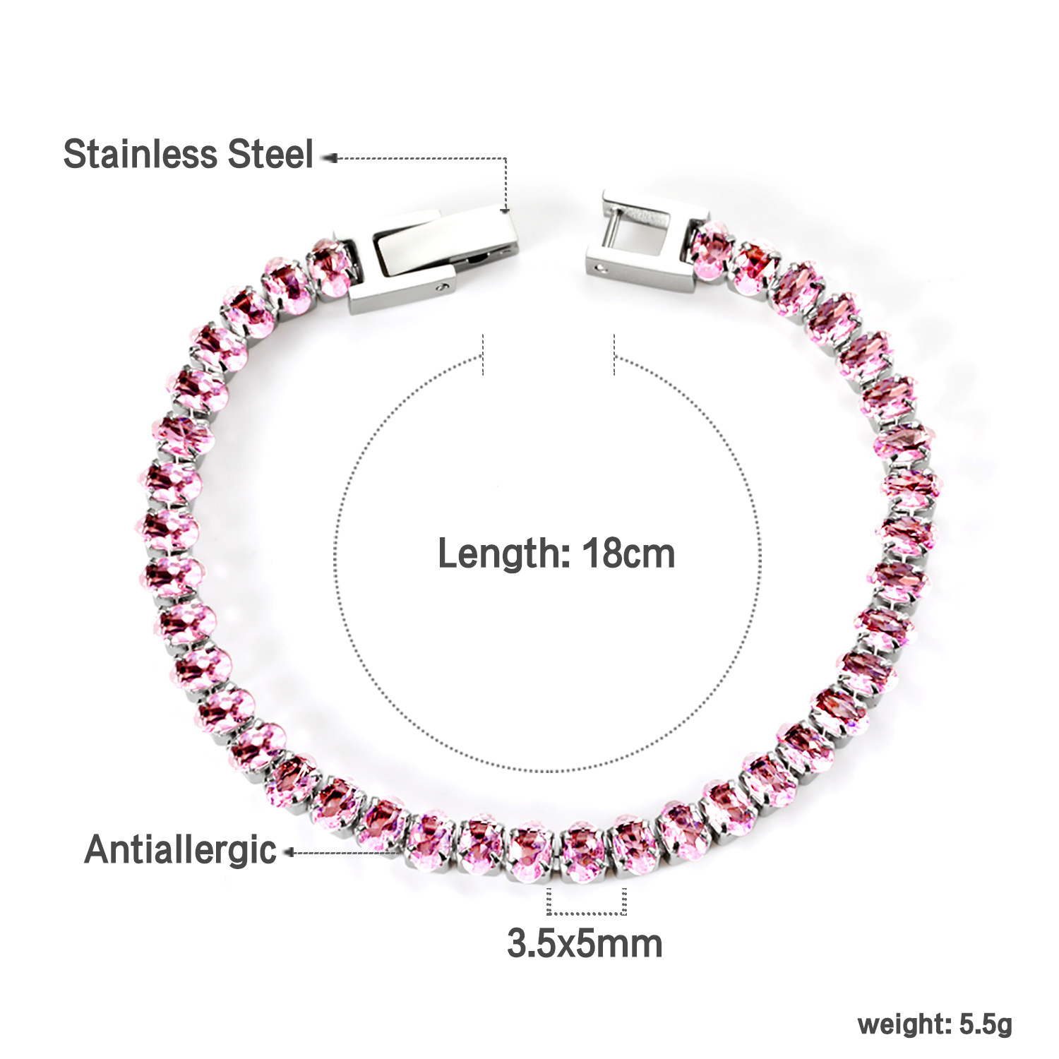 Elegant 304 Stainless Steel Gold-Plated Vacuum Plating (inside The Furnace) 18K Real Gold-Plated Tennis Bracelet Full Diamond Multi-Color Fashion Women's Watch Accessories