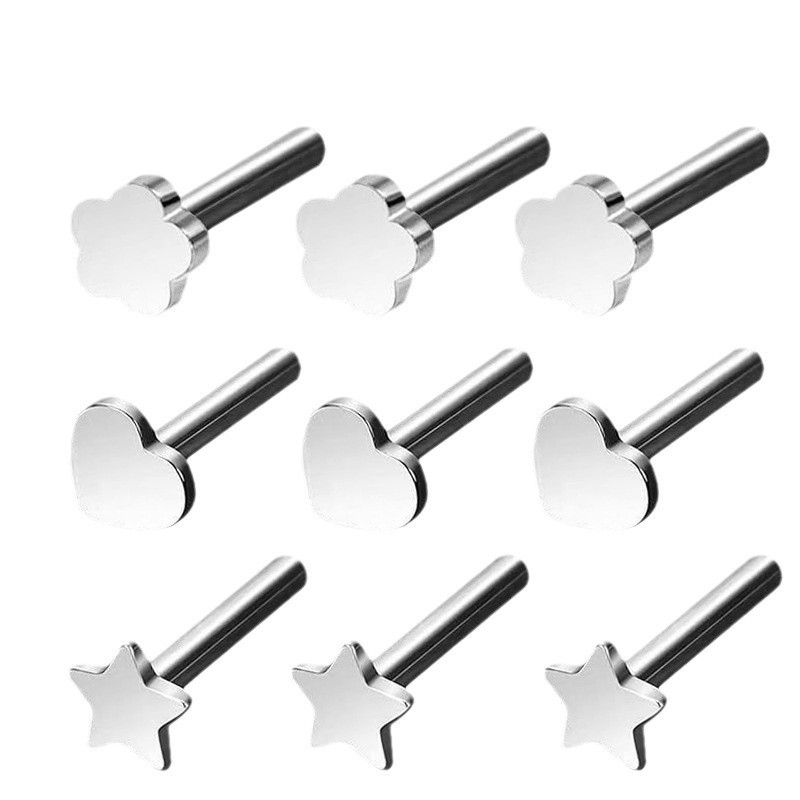 Titanium Alloy F136 Piercing Stud Lip Accessories Heart And Plum Blossom Design Body Piercing Decoration DIY Supplies