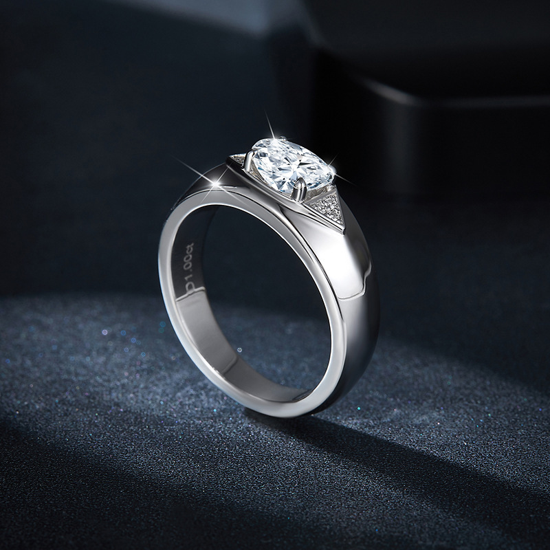 925 Sterling Silver Moissanite Geometric Rings GRA Certificate