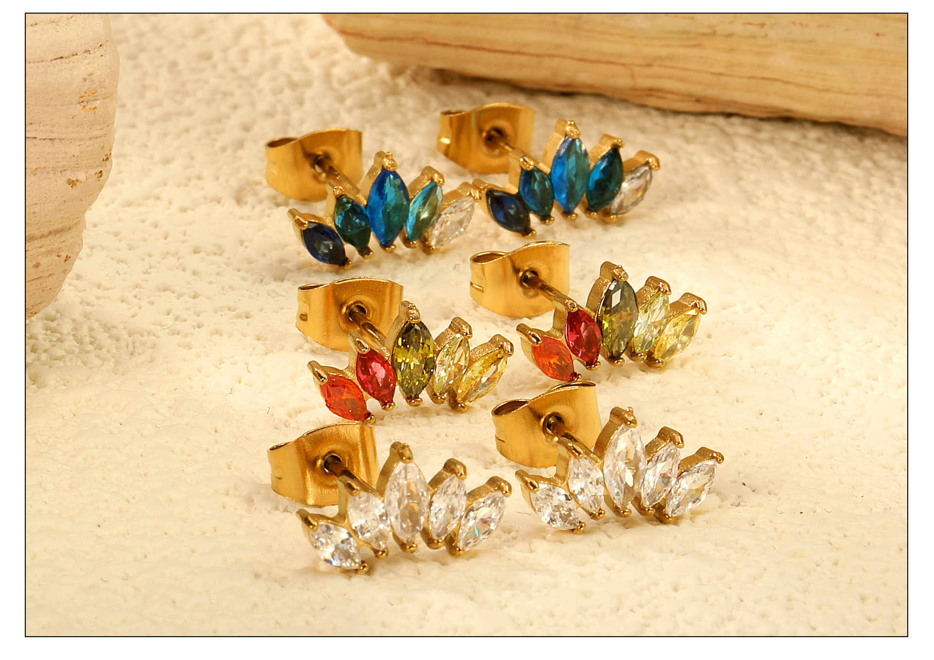 1 Pair Vacation Classic Style Rhombus Inlay 304 Stainless Steel Zircon Ear Studs