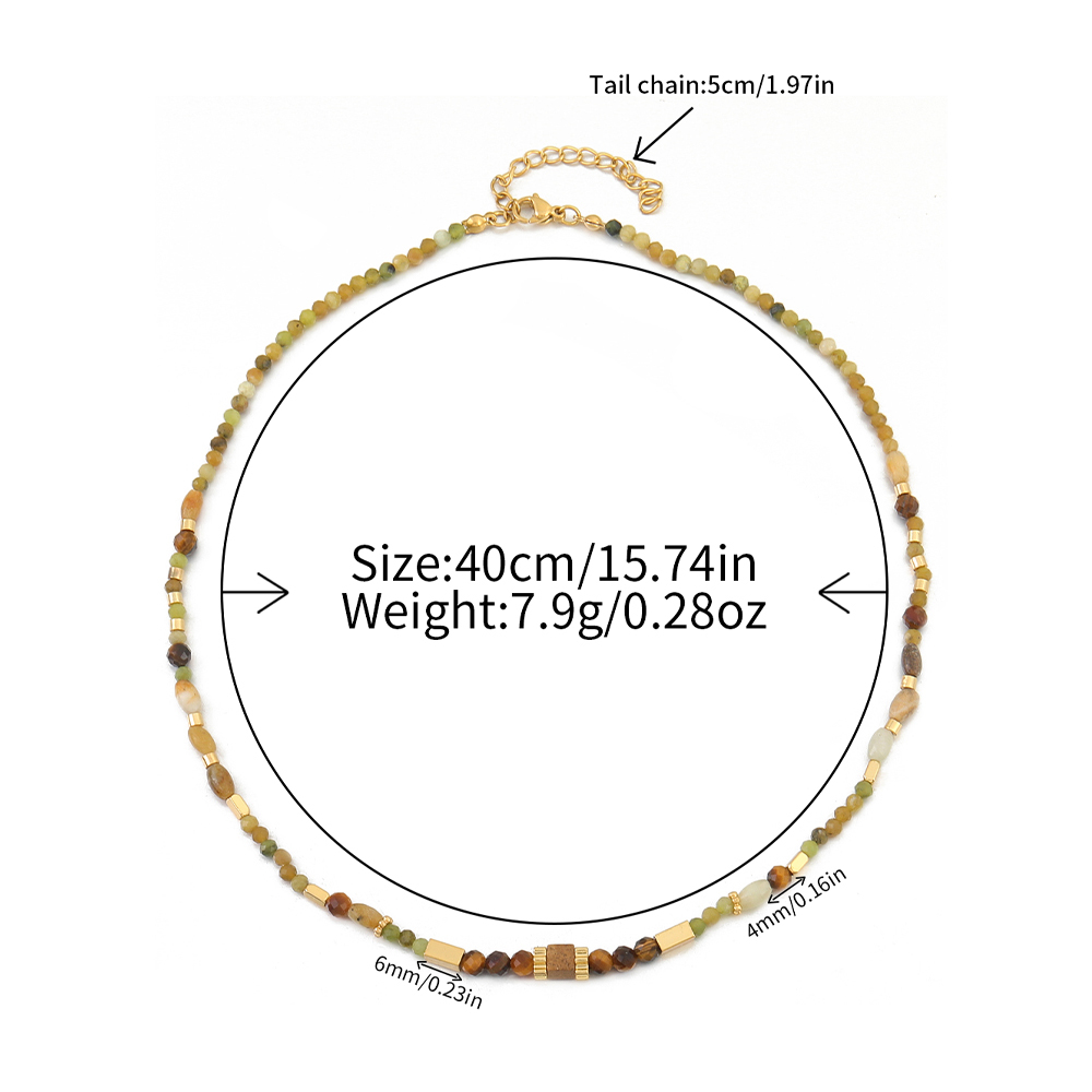 1 Natural Tigereye Beaded Necklace Vintage Ethnic Sweater Chain Suitable For Women To Wear