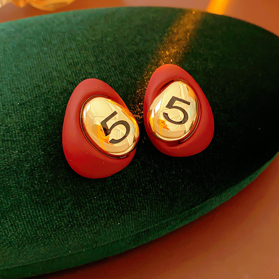 Gold Plated Digital Drop Earrings Vintage Versatile Fashionable Women's Stud Earrings Letter/Text Pattern Waterdrop Design