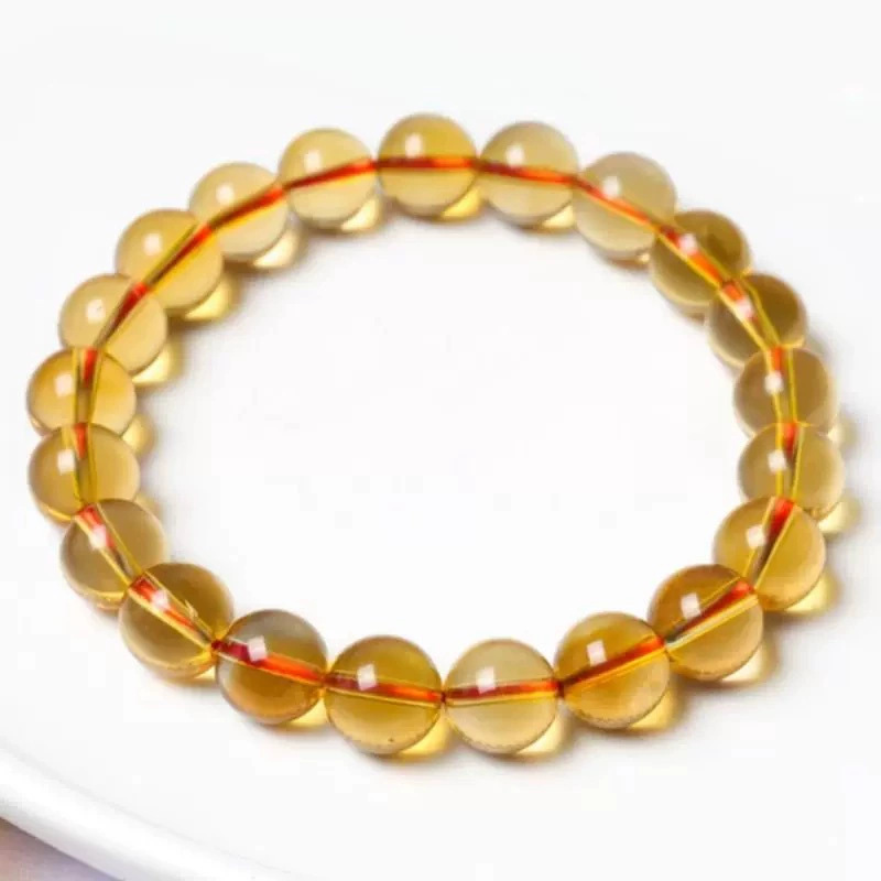 Natural Yellow Crystal Single Circle Bracelet Unisex Beaded Yellow Crystal DIY Accessories Geometric Pattern Ethnic Style