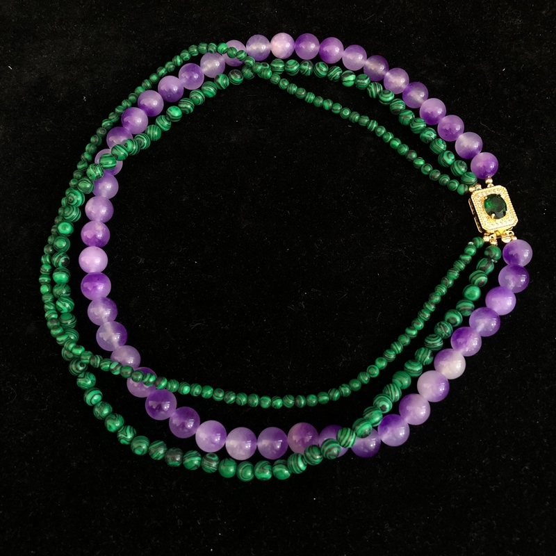 Elegant Simple Classic Multi-Layer Design Turquoise Purple Stone Bead Necklace Fashion Jewelry Matching Sweater Chain For Women