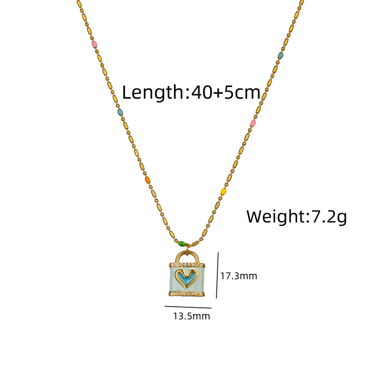 Vintage European And American Style Unisex Heart Lock Pendant Necklace Luxurious Lightweight Vacuum Electroplated Elegant 304 Stainless Steel Jewelry Accessories