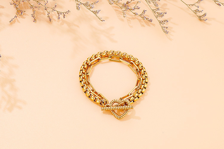 PVD Coated 18K Gold Plated Geometric Titanium Steel Fashion Waterproof Non Tarnish Bracelets