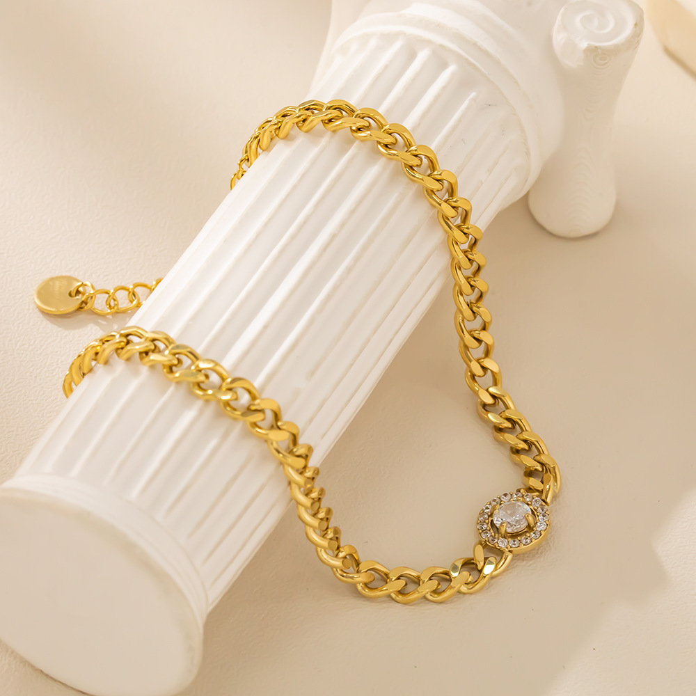 Titanium Steel Heart Bracelet Women Inlaid Zircon Jewelry Accessories