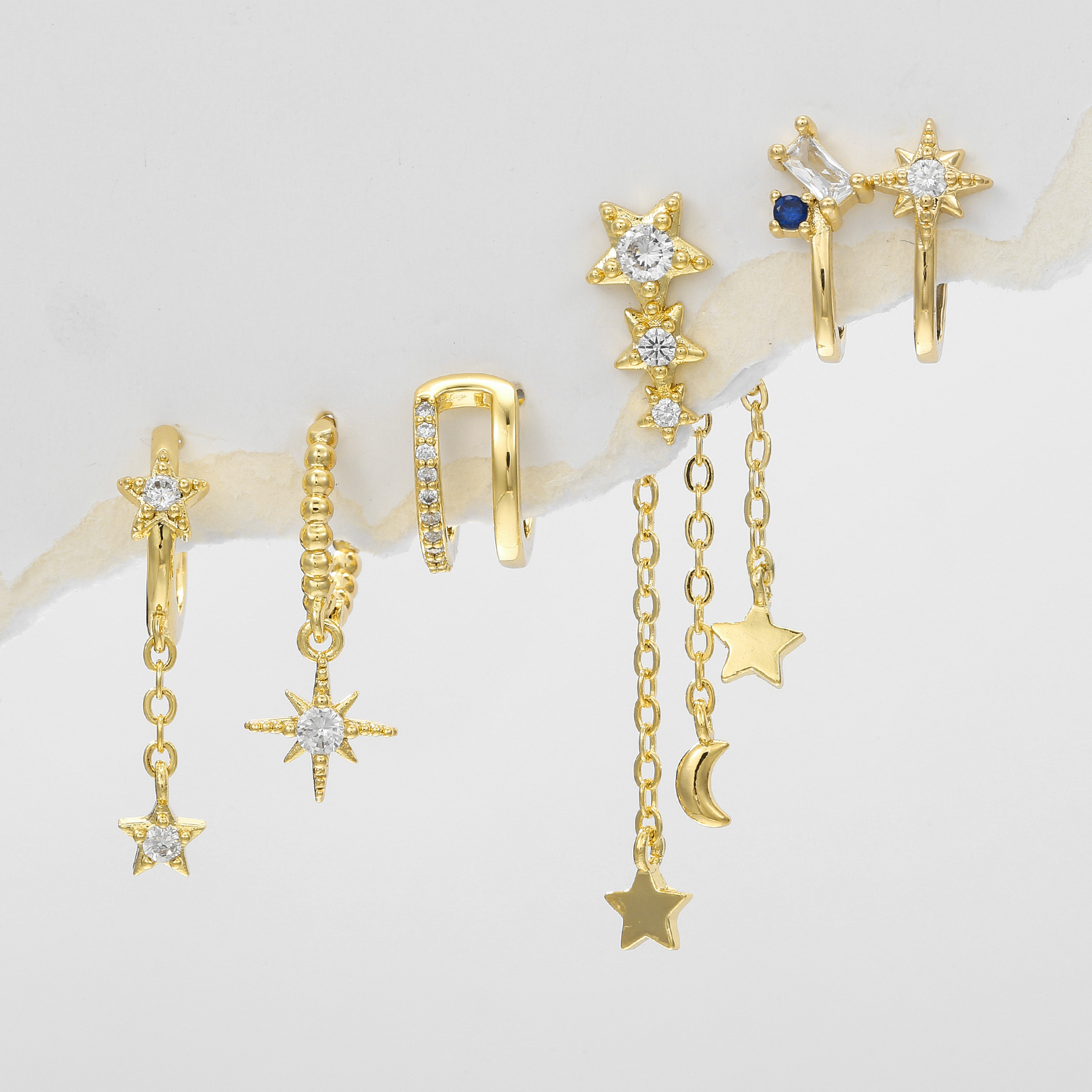 1 Set Sweet Classic Style Geometric Inlay Brass Zircon 18K Gold Plated Drop Earrings