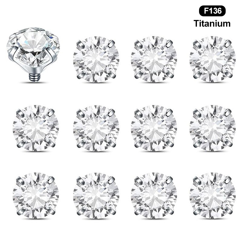 Titanium Alloy Lip Studs Earrings Belly Button Nose Studs External Tooth Screw Piercing Accessories With 5A Zirconia Stones