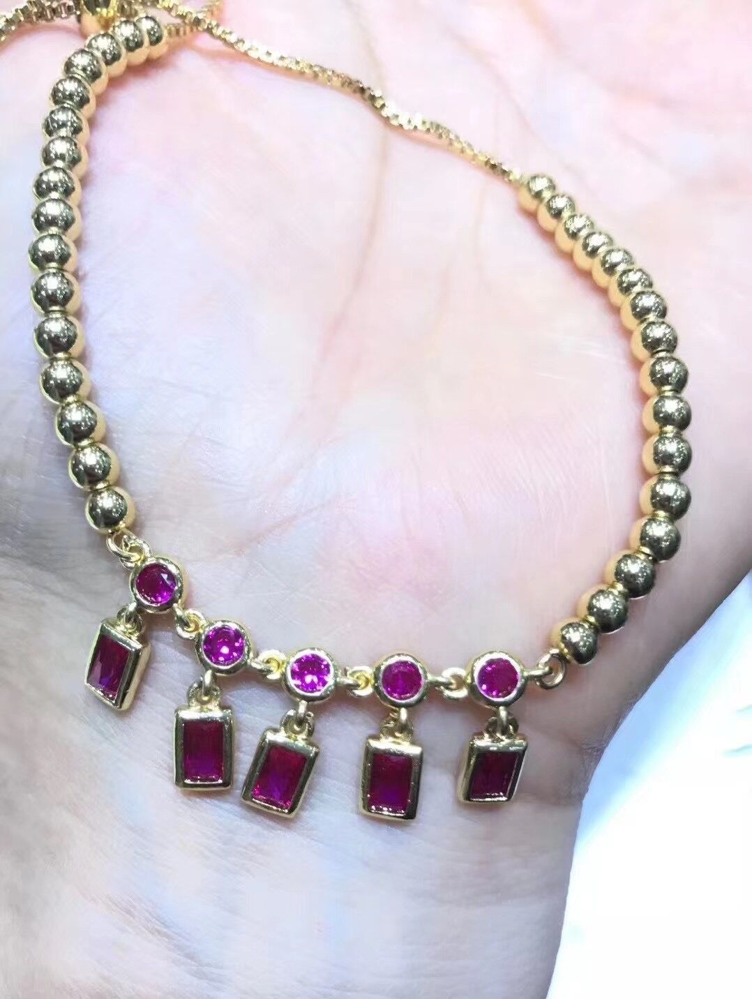 Korean Retro Bracelet Ladies Simple Red Zircon Bracelet Wholesale