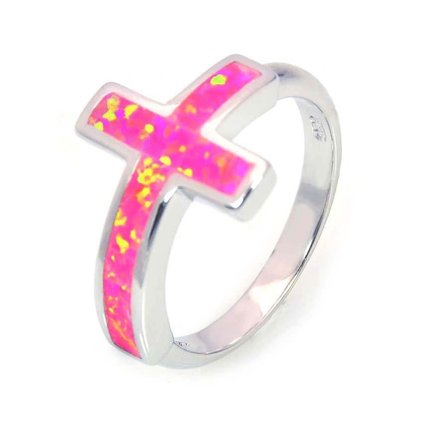 Blue Cross Opal Ring Tiktok Bestseller Ins Style Women's And Unisex Geometric Pattern Copper Jewelry Accessories