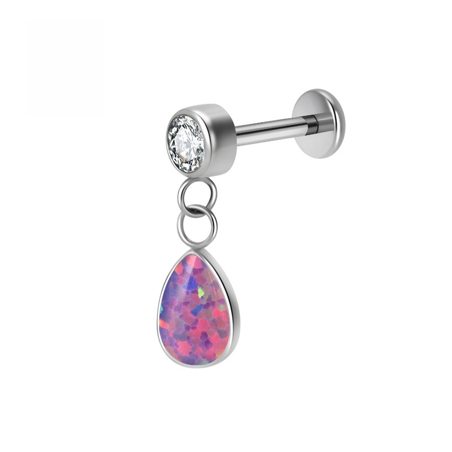 Titanium Alloy G23 Water Drop Shape Opal Pendant Earrings Internal Thread Body Piercing Jewelry Unisex Water Drop Earrings Fashion Accessories