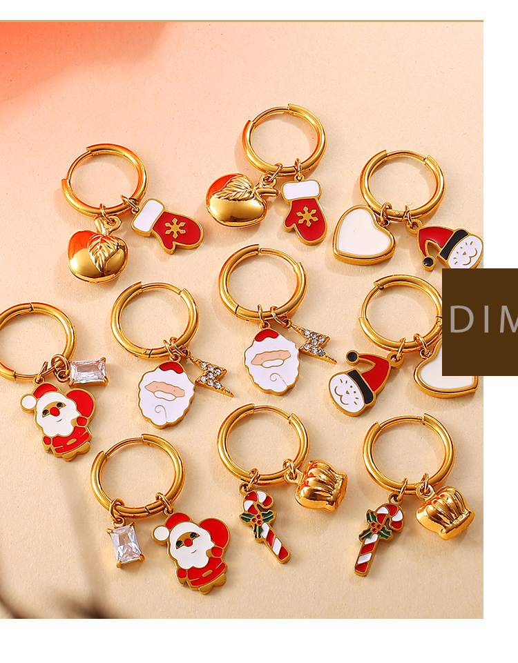 Christmas Tree Snowman Pendant Earrings Colorful Cartoon Versatile Oil Drop Christmas Element Fashion Jewelry Accessories