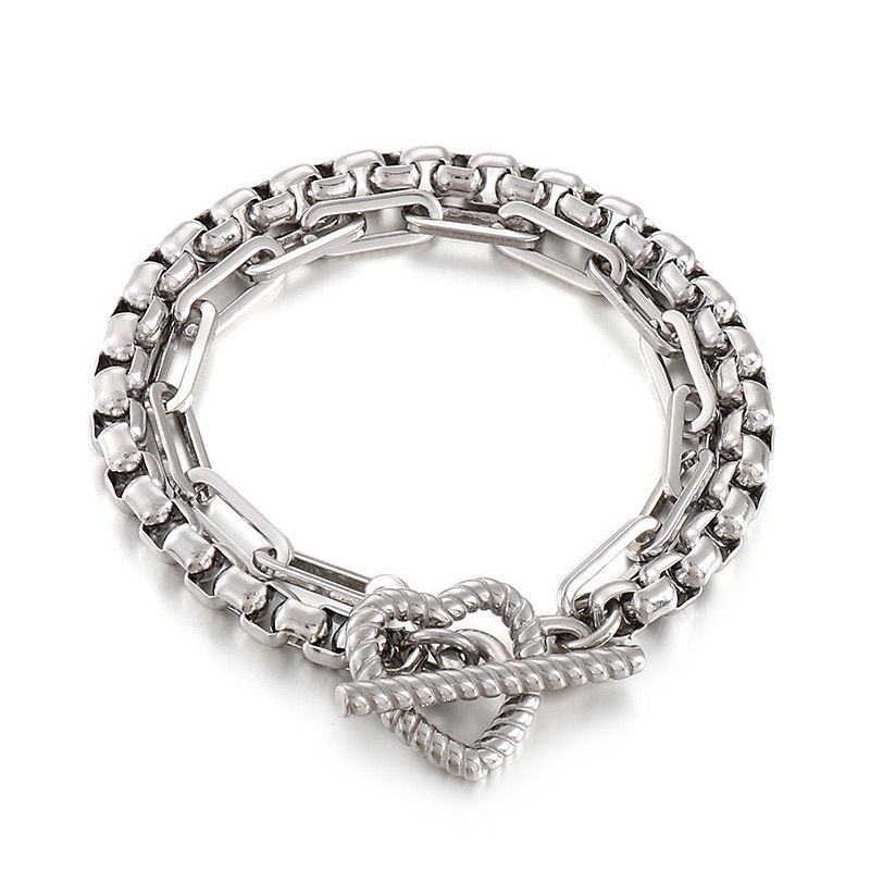 PVD Coated 18K Gold Plated Geometric Titanium Steel Fashion Waterproof Non Tarnish Bracelets