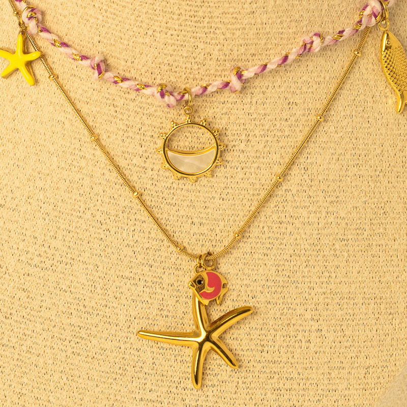 Fashionable Stainless Steel Titanium Necklace Star Series High-End Feel Original Design Asymmetric Jewelry For Women