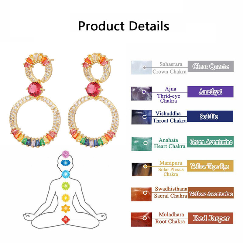 Fashion  Style Earrings Micro Inlaid Colorful Zircon Earrings Super Sparkling Double Hoop Round Personality High-end Temperament Earrings