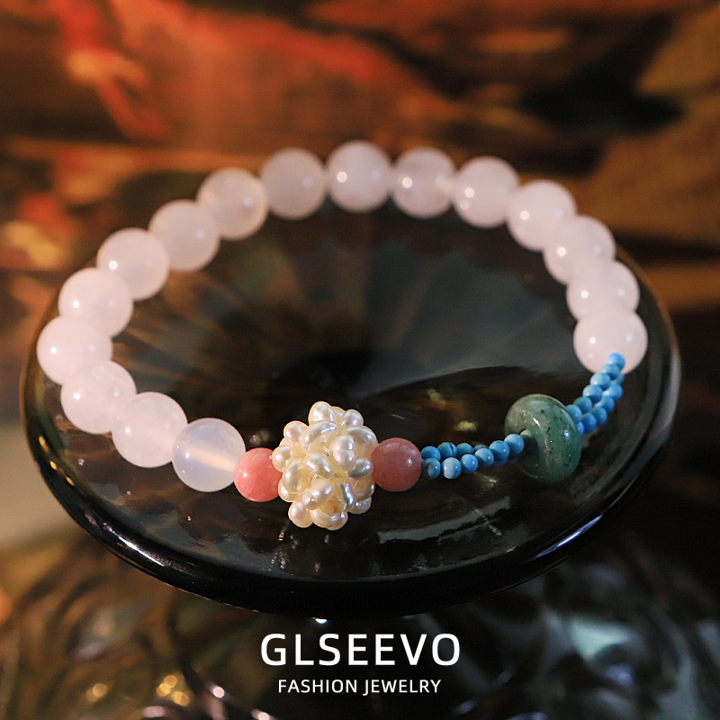 Original Natural Pearl Turquoise Natural Stone Bracelet For Women DIY Beaded Bracelet Simple Elegant Versatile Bangle Jewelry