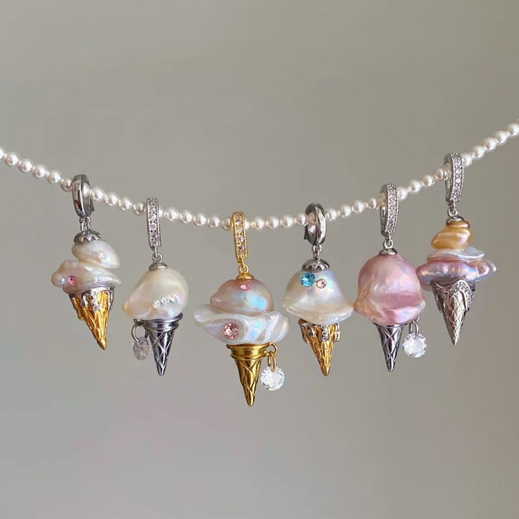 Elegant Pearl Ice Cream Style Necklace For Women Luxury Golden Plated Copper Jewelry Color Retention Choker Fashion Accessory