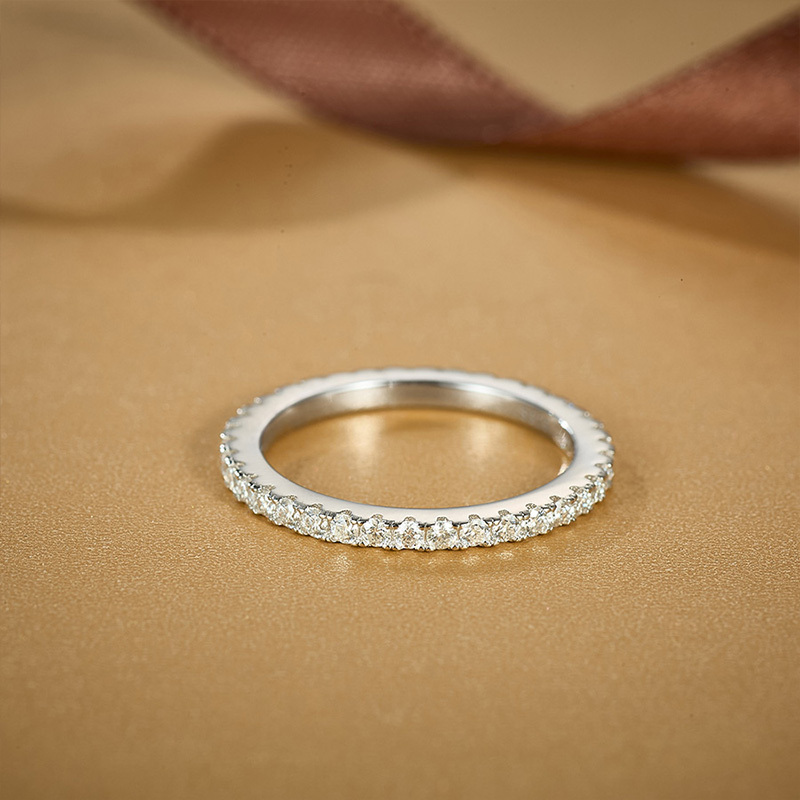 925 Sterling Silver Jewelry Radiant Moissanite Eternity Ring 925 Sterling Silver Moissanite Wedding Rings For Women Men