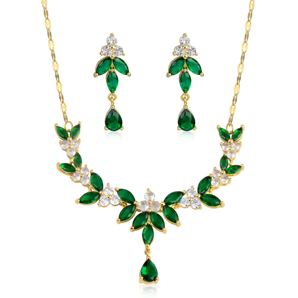 Water Droplets Copper Classic Style Earrings Necklace