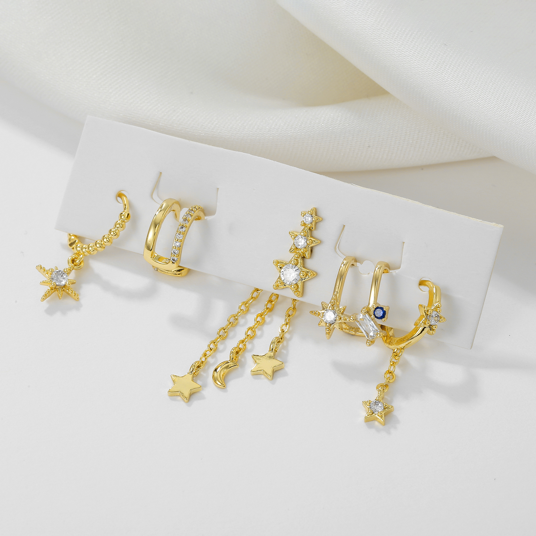 1 Set Sweet Classic Style Geometric Inlay Brass Zircon 18K Gold Plated Drop Earrings