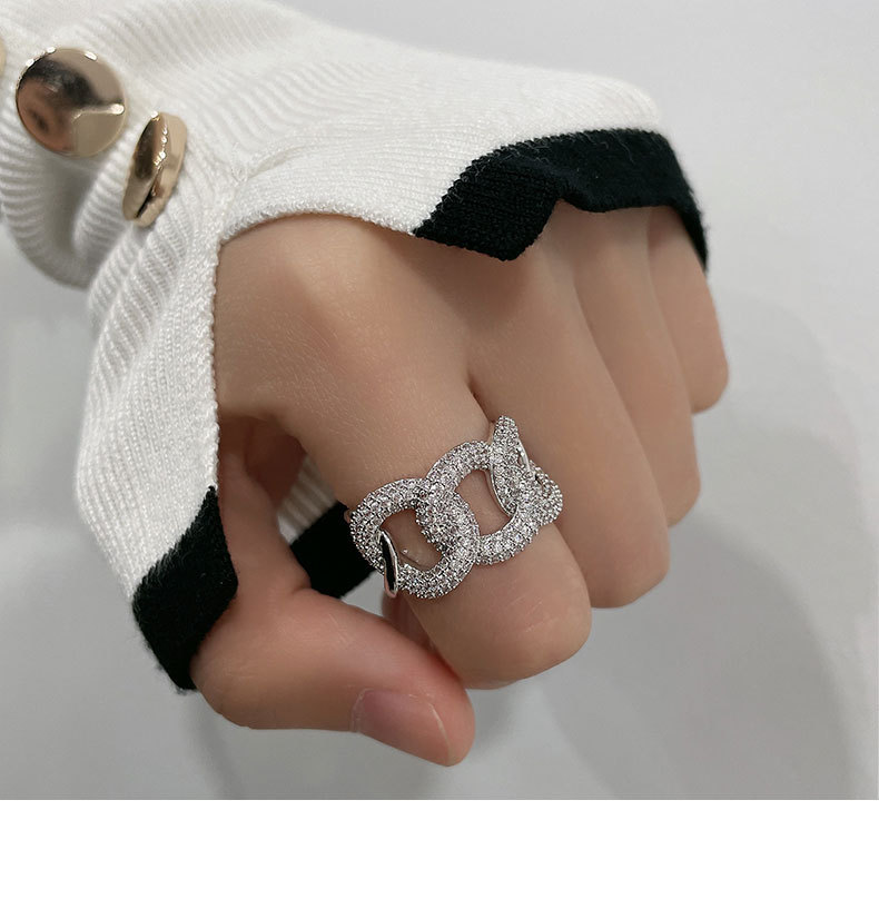 Kenge Geometric Ring For Women Gold Plated Copper Embedded Zircon Bohemian Style Summer Versatile Luxury Finger Ring
