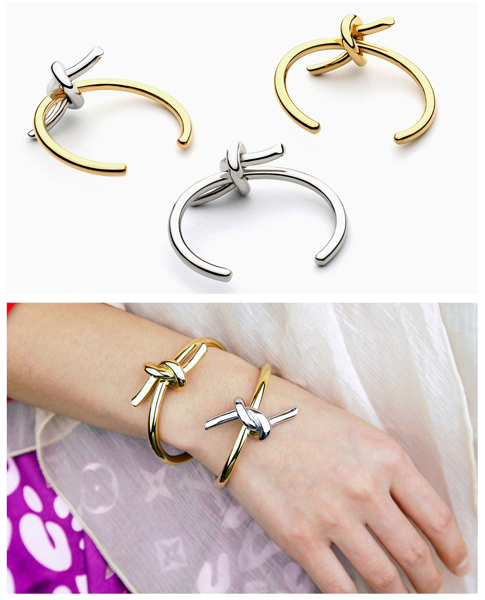 Basic Modern Style Classic Style Knot 304 Stainless Steel Cuff Bracelets In Bulk