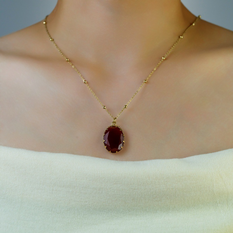 Luxury Handmade Natural Stone Gold Plated Stainless Steel 14K Necklace Ladies Casual Elegant Ins Style Jewelry Accessories