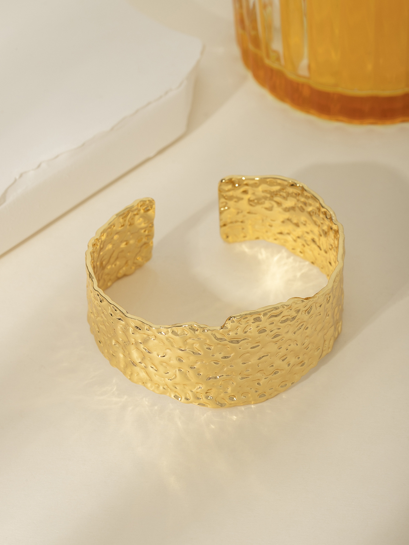 Stainless Steel Open Bracelet 18K Gold Plated Minimalist Geometry Classic Retro Design Luxury Wide Edge Fashion Jewelry