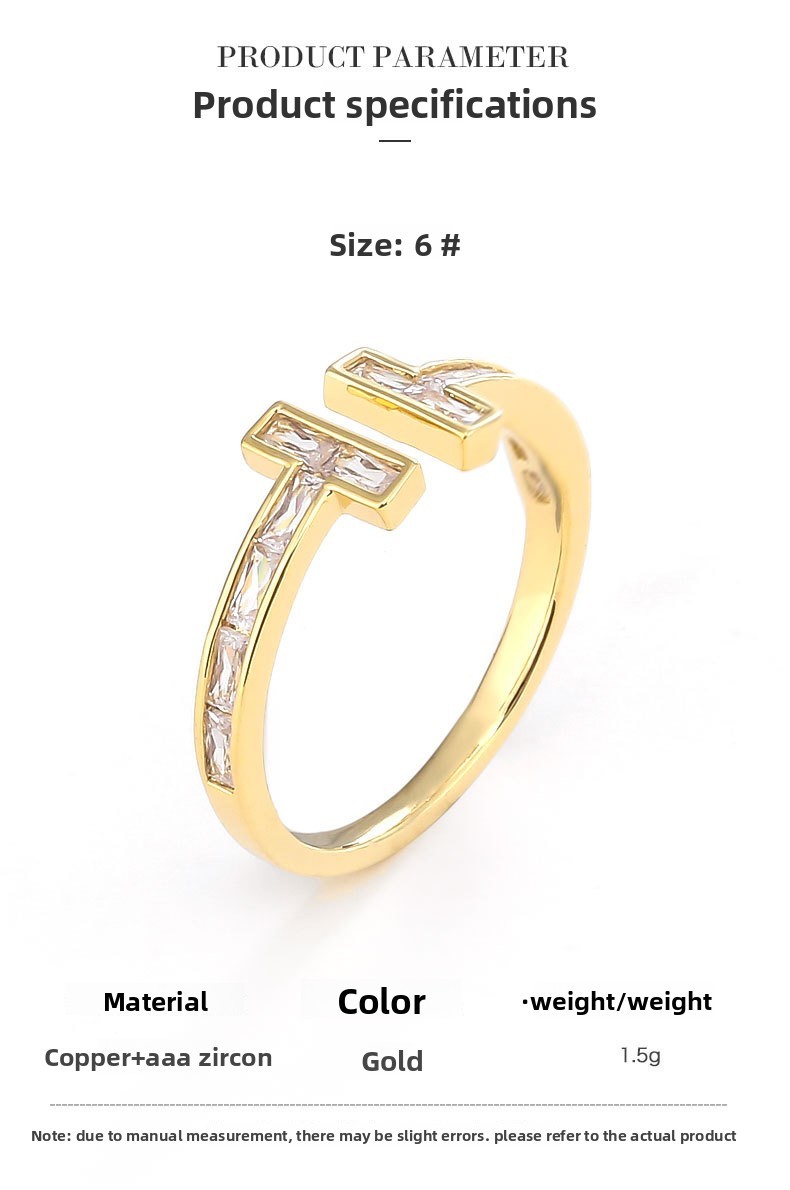 Kenge Geometric Ring For Women Gold Plated Copper Embedded Zircon Bohemian Style Summer Versatile Luxury Finger Ring