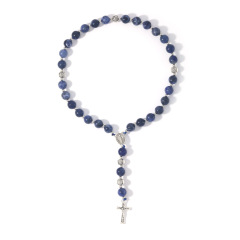 8mm blue pattern rosary