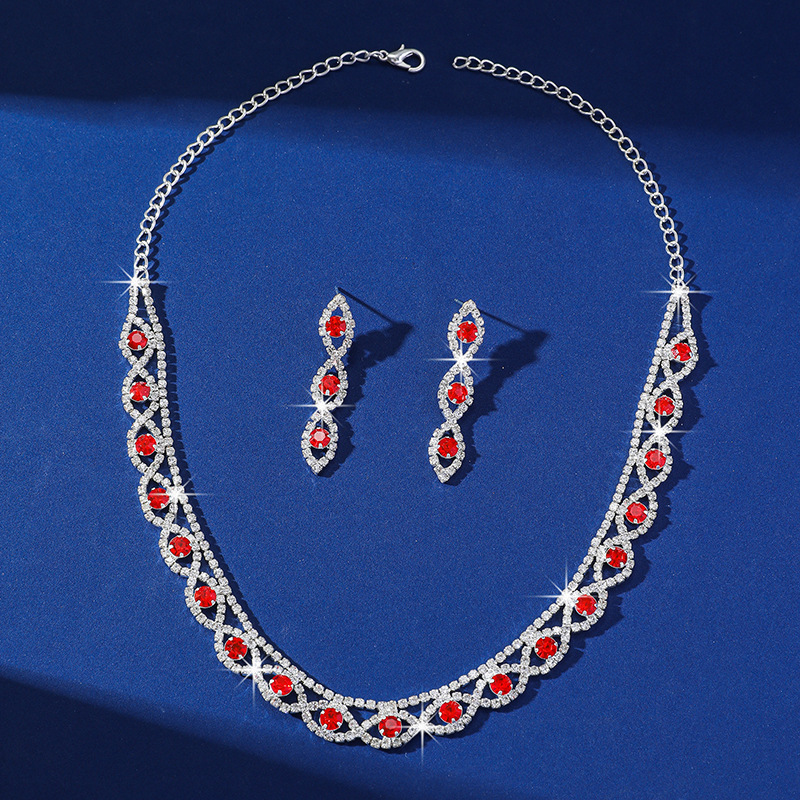 Simple Full Diamond Claw Chain Necklace And Earrings Set Bridal Wedding Accessories Multifunctional Titanium Steel Star